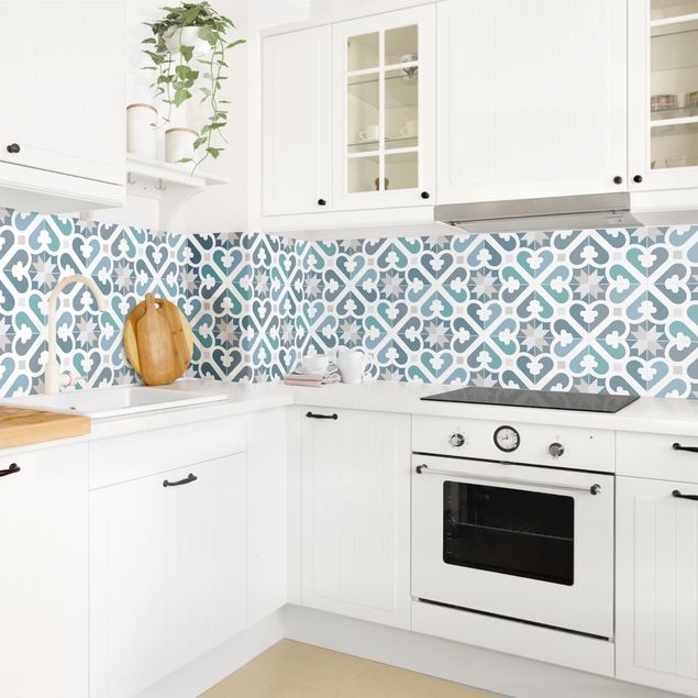 Achterwand voor keuken abstract Geometrical Tiles - Water
