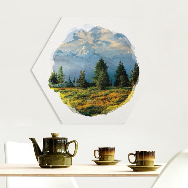 Hexagons Forex schilderijen WaterColours - Emosson Wallis Switzerland
