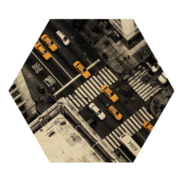 Hexagons houten schilderijen New York City Cabs
