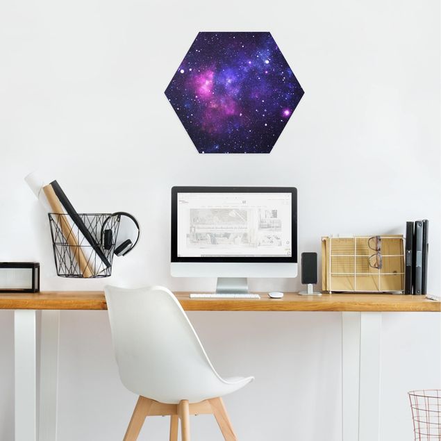 Hexagons Aluminium Dibond schilderijen Galaxy