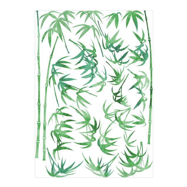 Muurstickers Watercolour Bamboo Tree Green