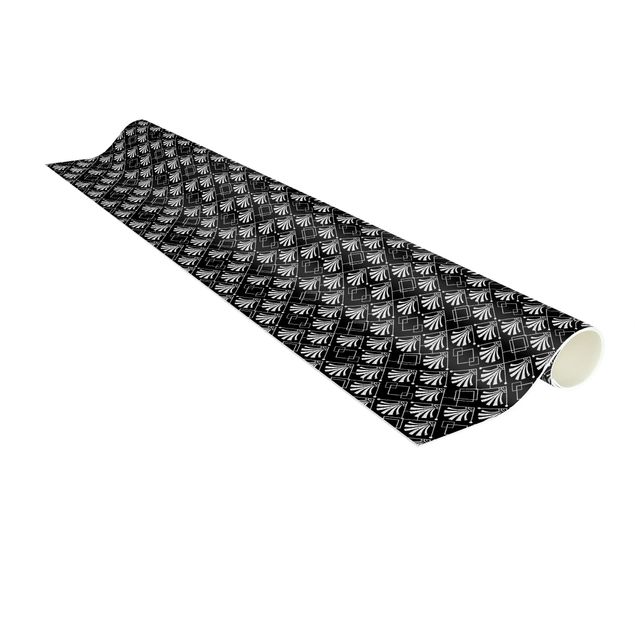 tapijt zwart wit Glitter Look With Art Deko Pattern On Black