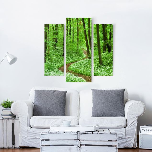 Canvas schilderijen - 3-delig Romantic Forest Track