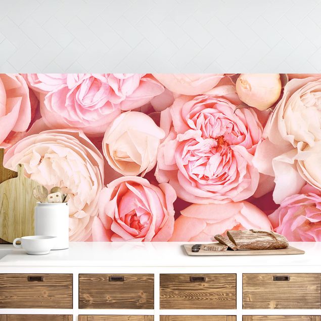 Achterwand voor keuken bloemen Roses Rosé Coral Shabby
