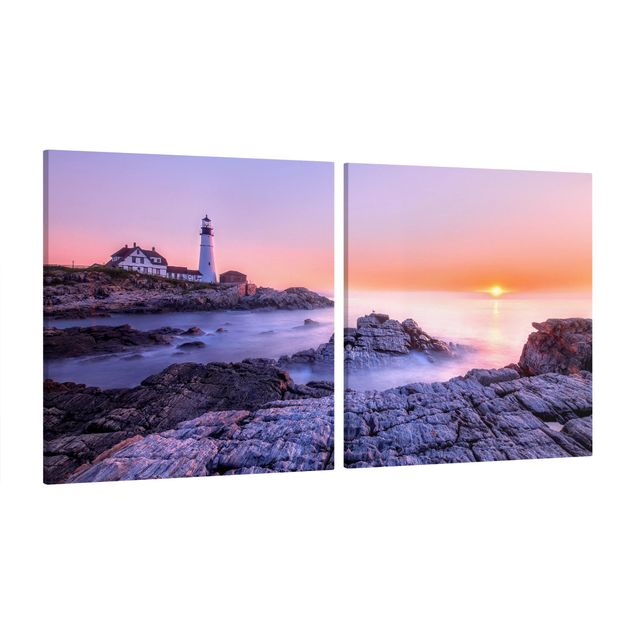 Canvas schilderijen - 2-delig  Lighthouse In The Morning