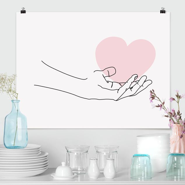 Posters Hand With Heart Line Art