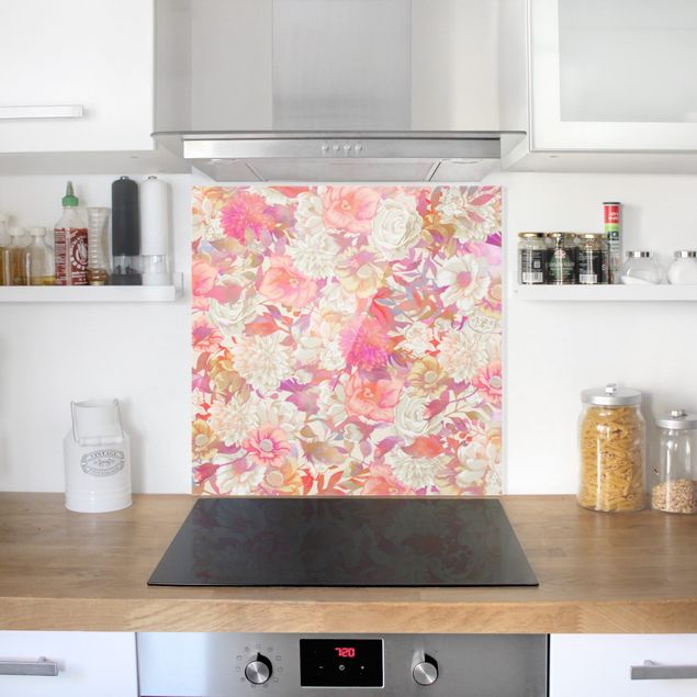 Spatscherm keuken Pink Blossom Dream With Roses