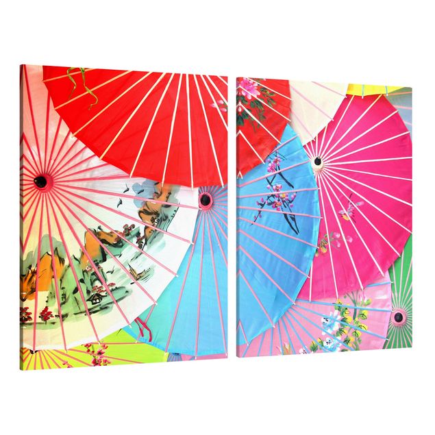Canvas schilderijen - 2-delig  The Chinese Parasols
