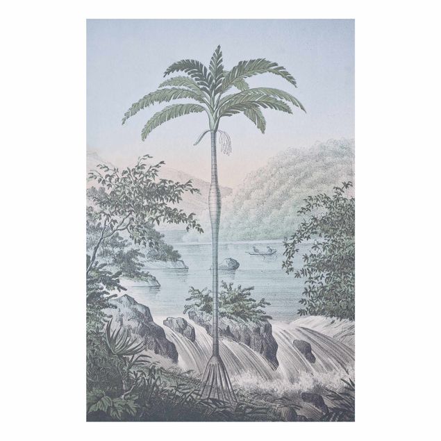 Forex schilderijen Vintage Illustration - Landscape With Palm Tree