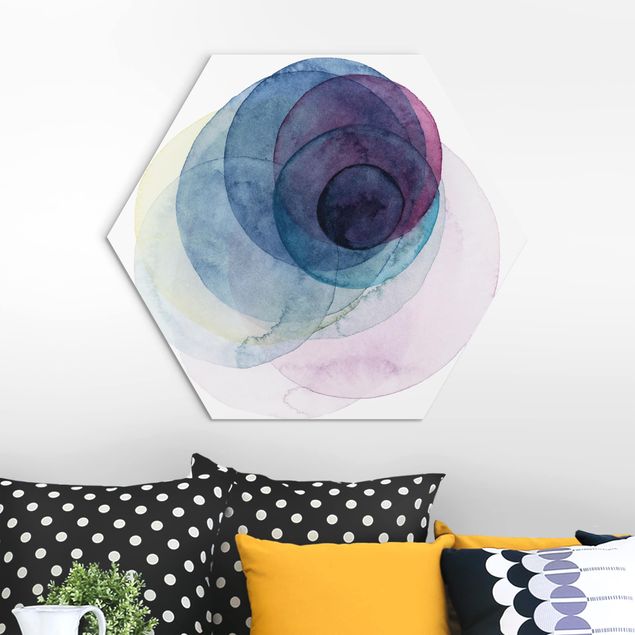 Hexagons Aluminium Dibond schilderijen Big Bang - Purple