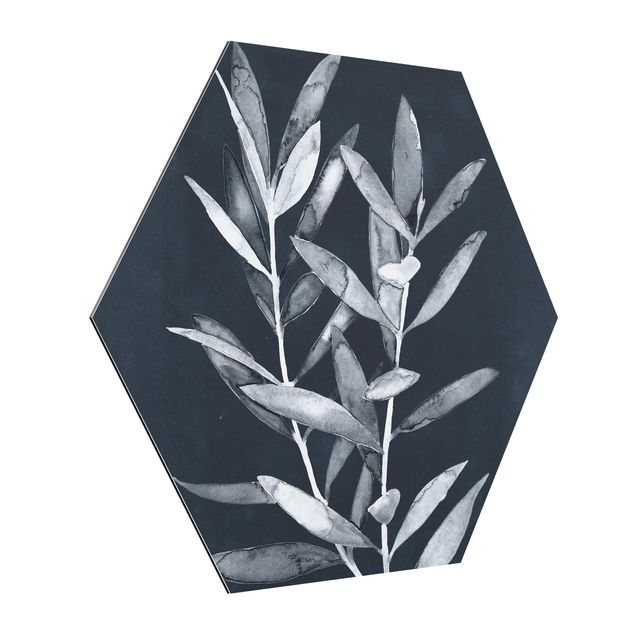 Hexagons Aluminium Dibond schilderijen Branch On Denim II