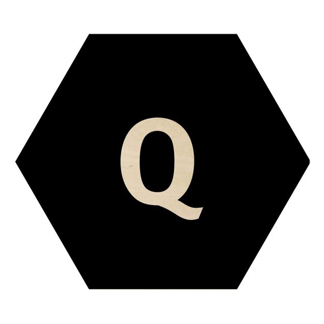 Hexagons houten schilderijen Letter Black Q
