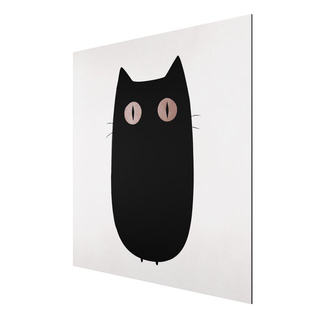 Aluminium Dibond schilderijen Black Cat Illustration