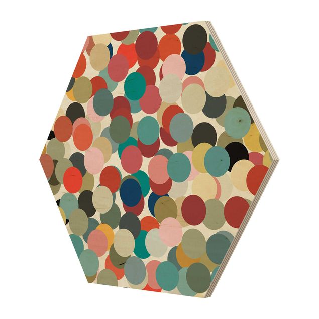 Hexagons houten schilderijen Confetti