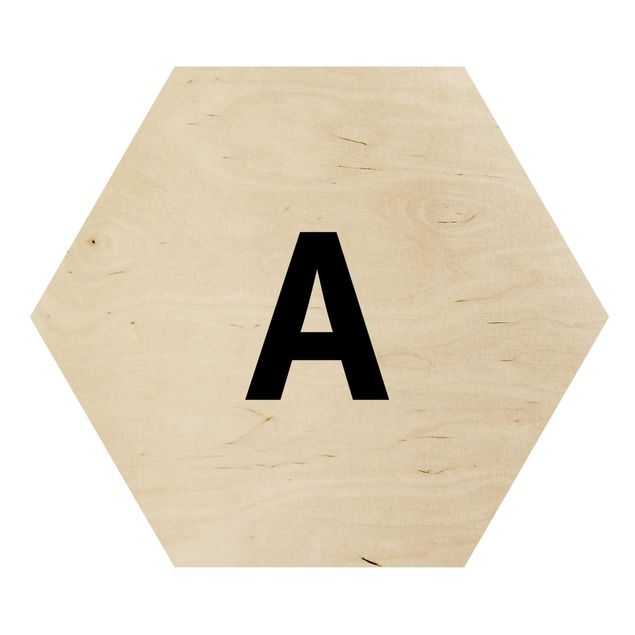 Hexagons houten schilderijen Letter White A