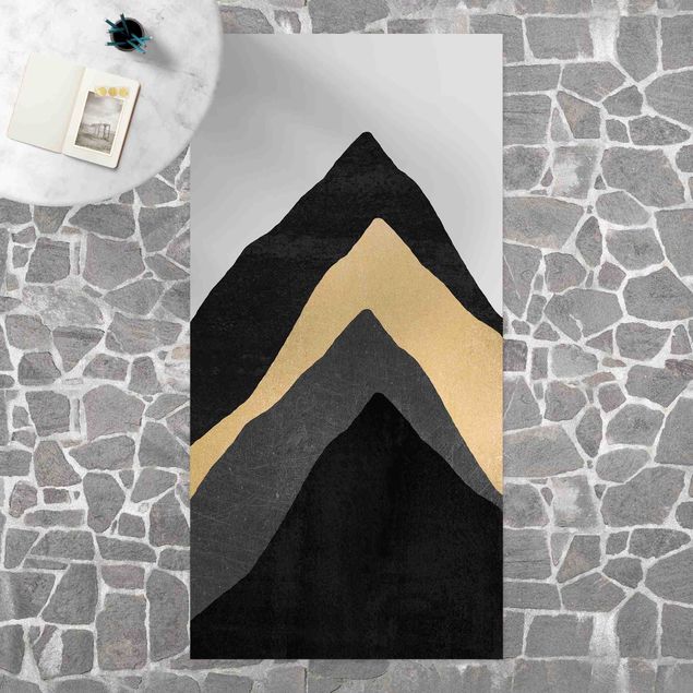 Loper tapijt Golden Mountain Black White