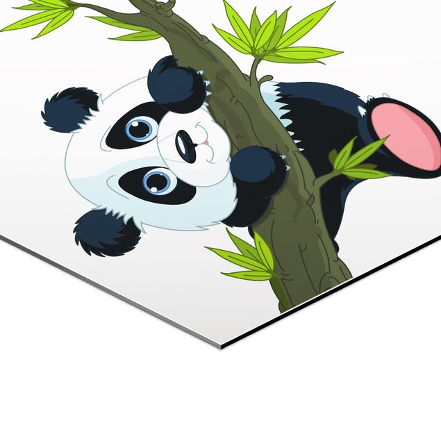 Hexagons Aluminium Dibond schilderijen Climbing Panda