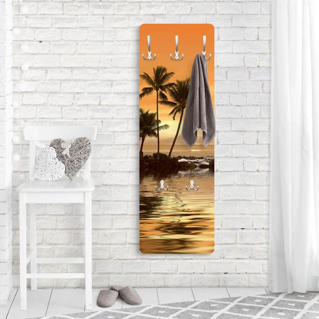 Wandkapstokken houten paneel Caribbean Sunset I