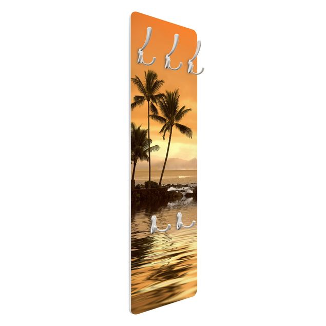 Wandkapstokken houten paneel Caribbean Sunset I
