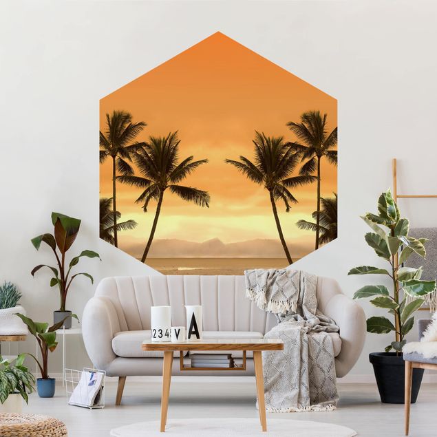 Hexagon Behang Caribbean Sunset II