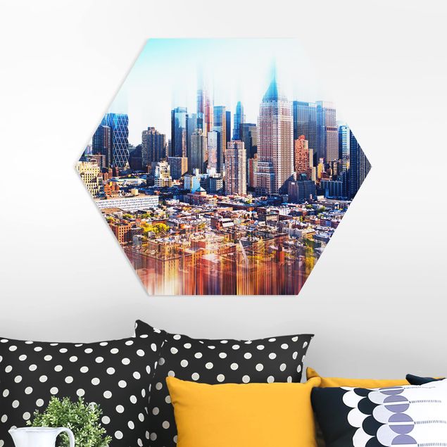 Hexagons Forex schilderijen Manhattan Skyline Urban Stretch