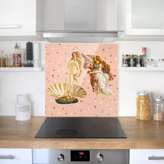 Spatscherm keuken The Venus By Botticelli On Pink