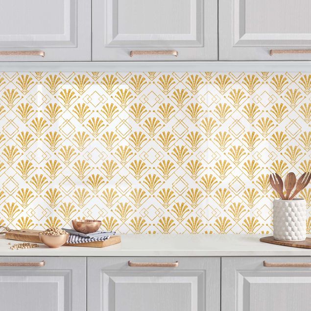 Achterwand voor keuken patroon Glitter Optic With Art Deco Pattern In Gold