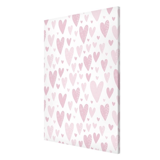 Magneetborden Small And Big Drawn Light Pink Hearts