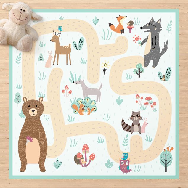 buitenkleed balkon Playoom Mat Forest Animals - Friends On A Forest Path
