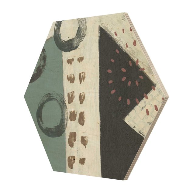 Hexagons houten schilderijen Carnival Of Forms In Teal III
