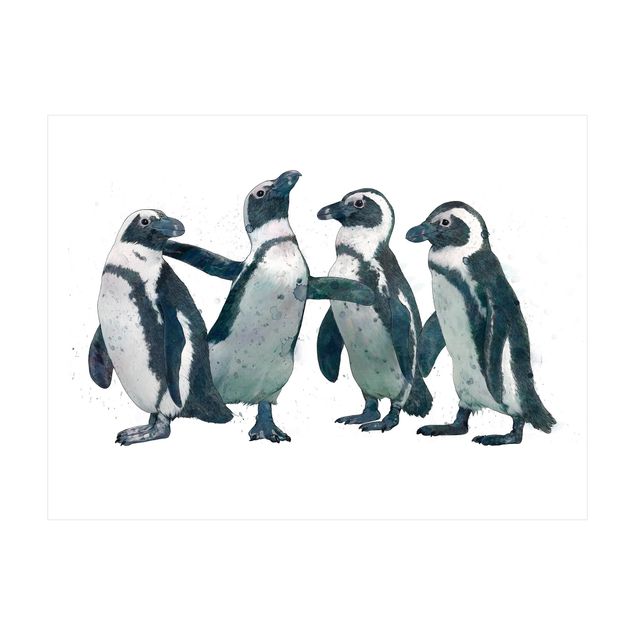 Vinyl tapijt Illustration Penguins Black And White Watercolour