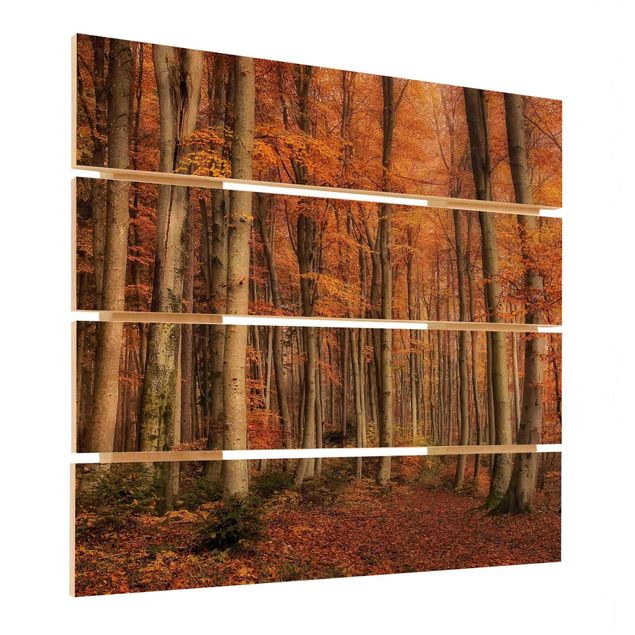 Houten schilderijen op plank Autumn Stroll