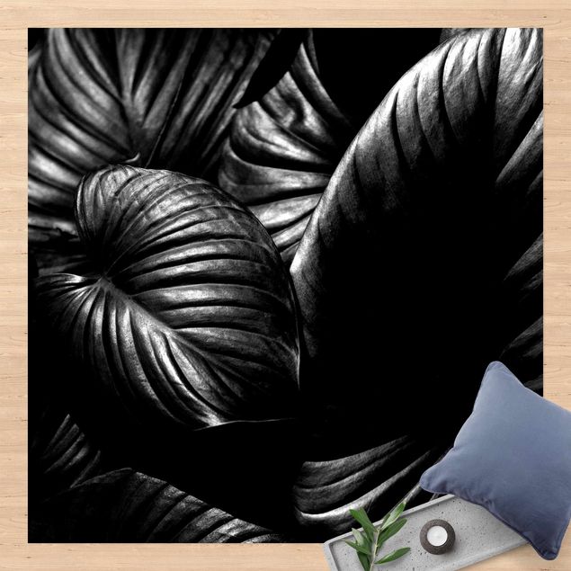 Vloerkleed modern Black And White Botany Hosta