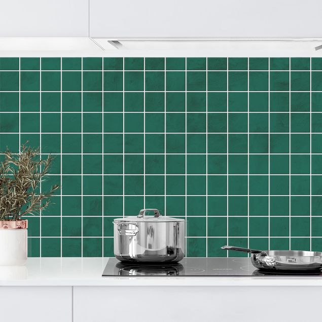 Achterwand voor keuken tegelmotief Mosaic Concrete Tiles - Green