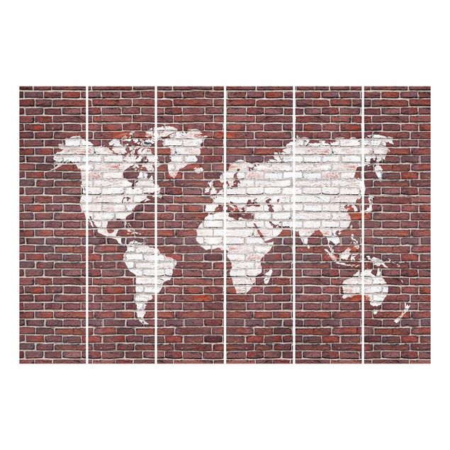 Schuifgordijnen Brick World Map