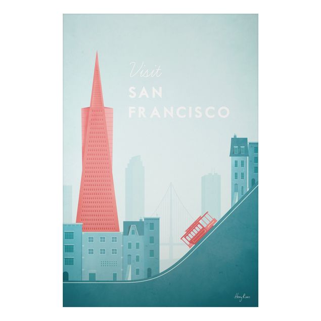 Aluminium Dibond schilderijen Travel Poster - San Francisco