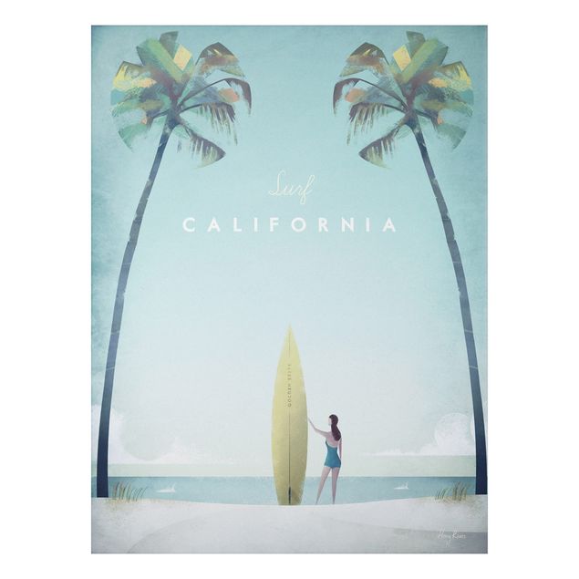 Aluminium Dibond schilderijen Travel Poster - California