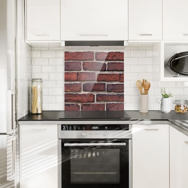 Spatscherm keuken Brick Wall Red