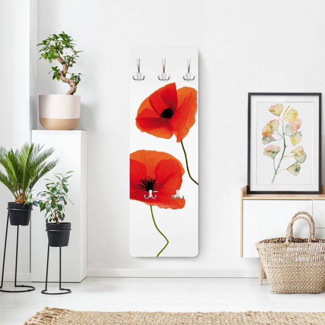 Wandkapstokken houten paneel Charming Poppies