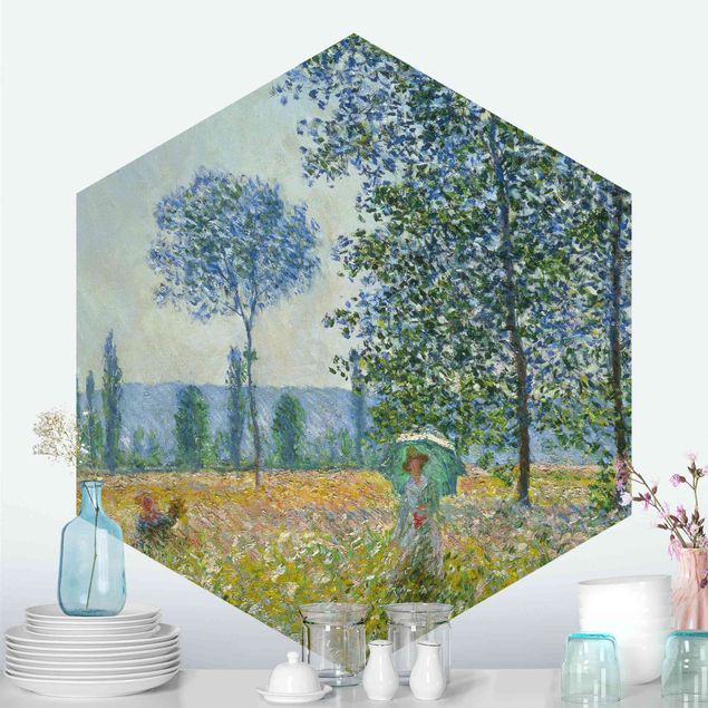 Hexagon Behang Claude Monet - Fields In Spring