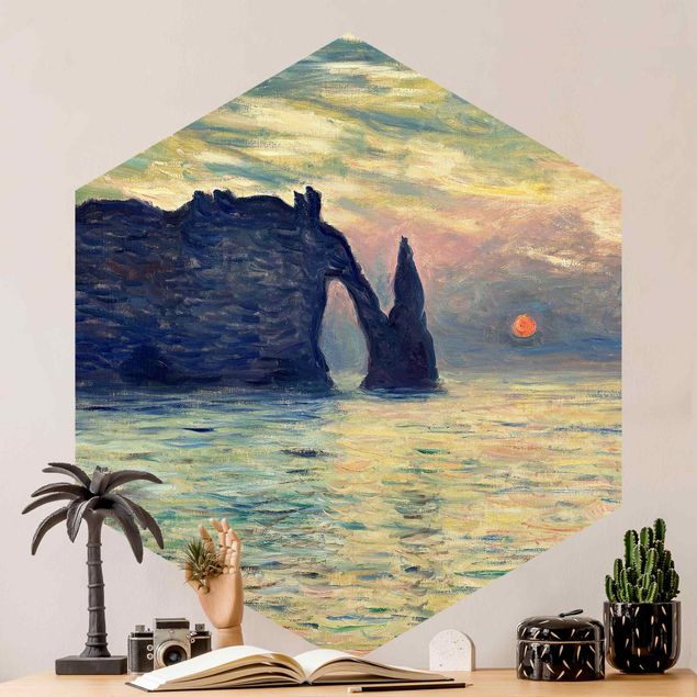 Hexagon Behang Claude Monet - Rock Sunset