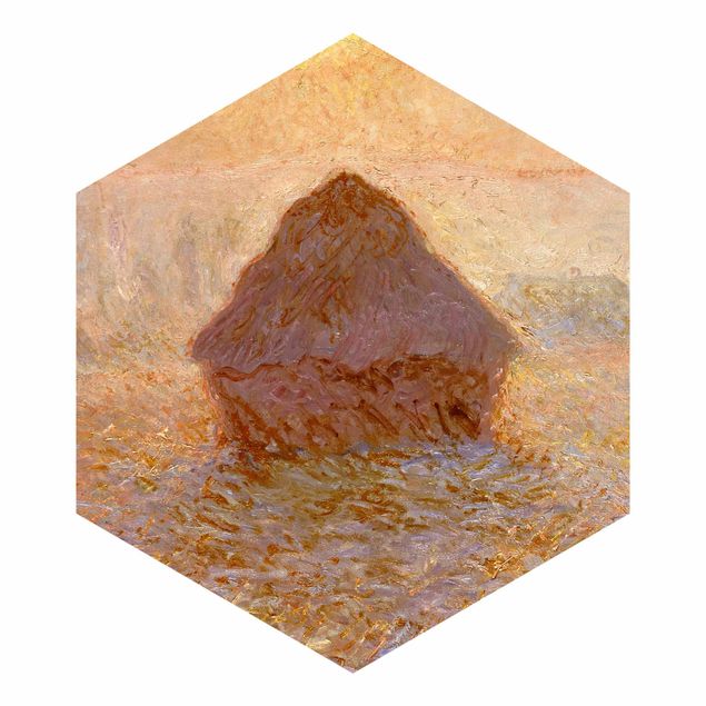 Hexagon Behang Claude Monet - Haystack In The Mist