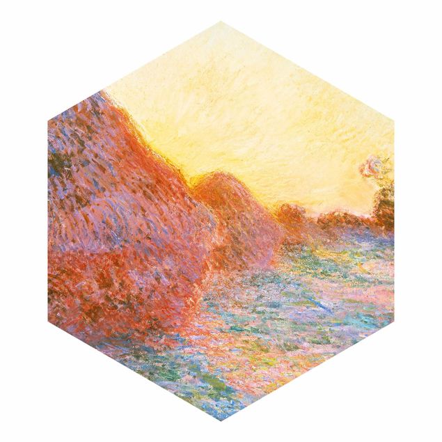 Hexagon Behang Claude Monet - Straw Barn