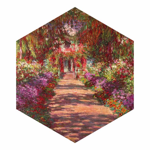 Hexagon Behang Claude Monet - Pathway In Monet's Garden At Giverny