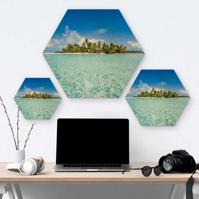 Hexagons houten schilderijen Crystal Clear Water