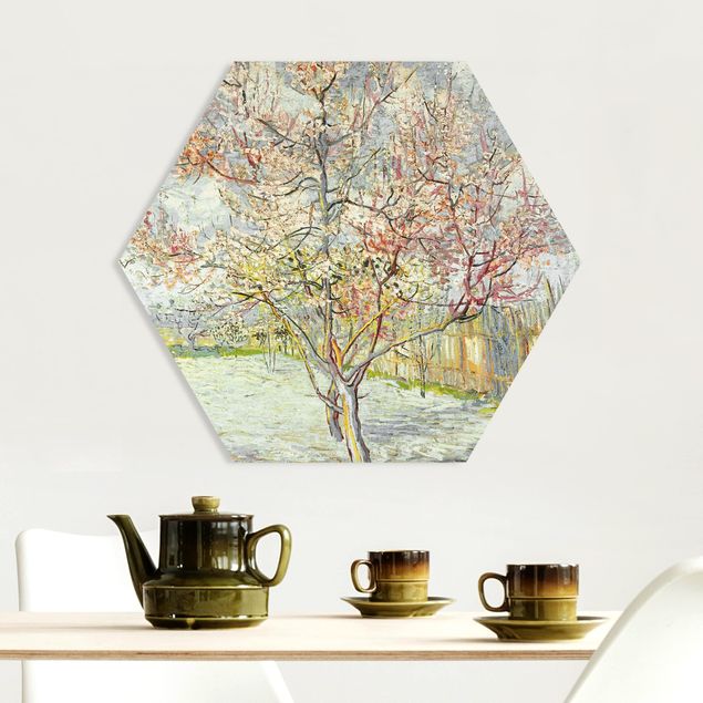 Hexagons Forex schilderijen Vincent van Gogh - Flowering Peach Trees