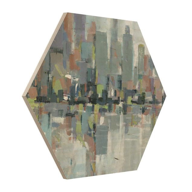 Hexagons houten schilderijen Metro City I