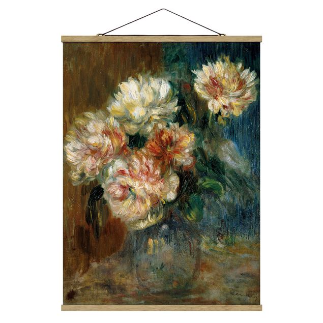 Stoffen schilderij met posterlijst Auguste Renoir - Vase of Peonies