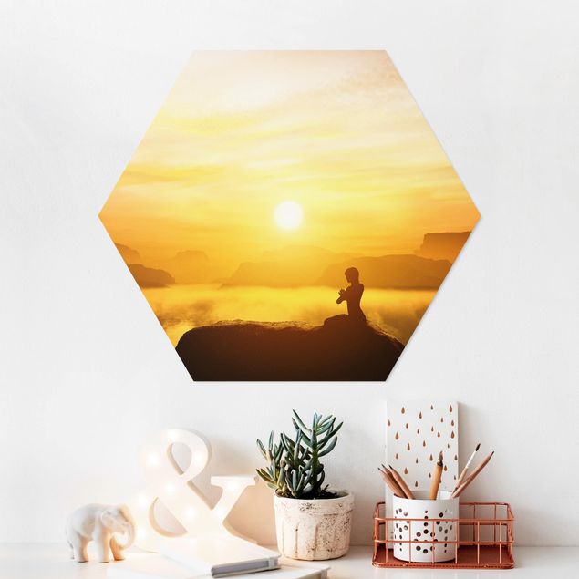 Hexagons Forex schilderijen Yoga Meditation