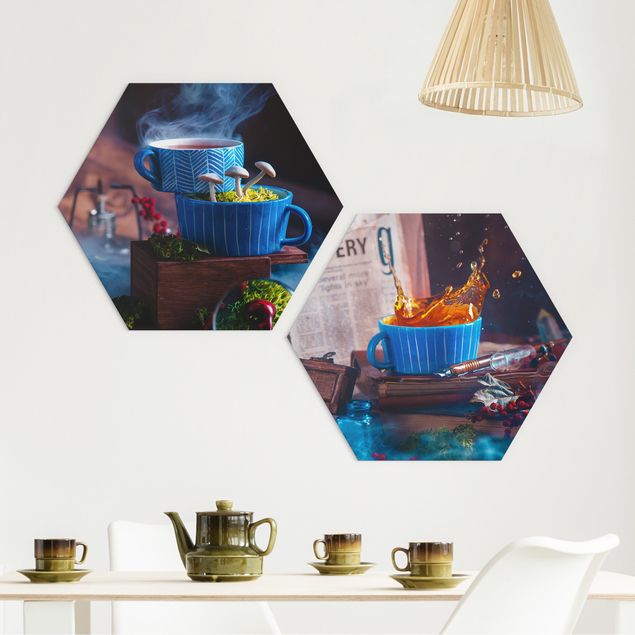 Hexagons Forex schilderijen - 2-delig Mysterious Teacup